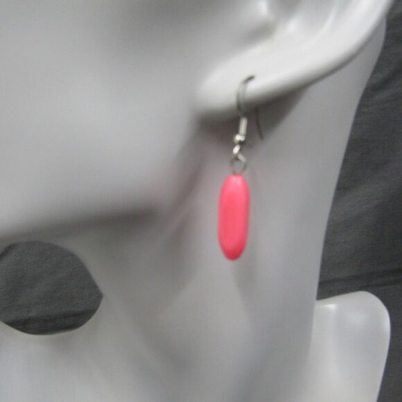 Pink Dangle Drop Pink Earring Womens Fashion Silver Tone Colorfull Boho Chic - Picture 1 of 5
